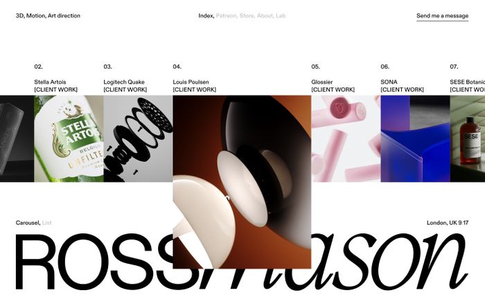 Inspirational website using ABC Diatype, Inferi and Respira Black font