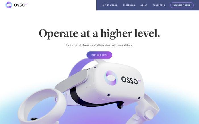 Screenshot of Osso VR website