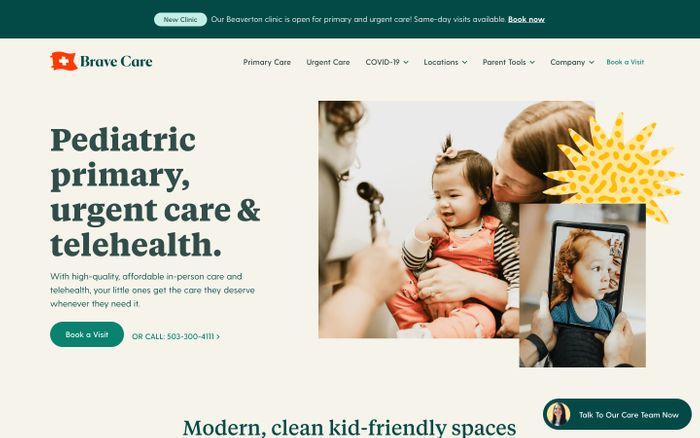 Screenshot of Brave Care website