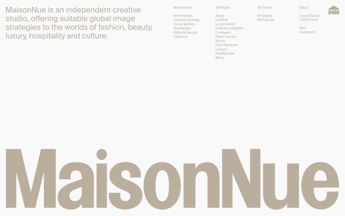 Screenshot of MaisonNue website