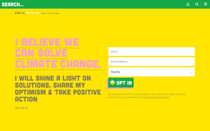 Screenshot of Climate Optimist website