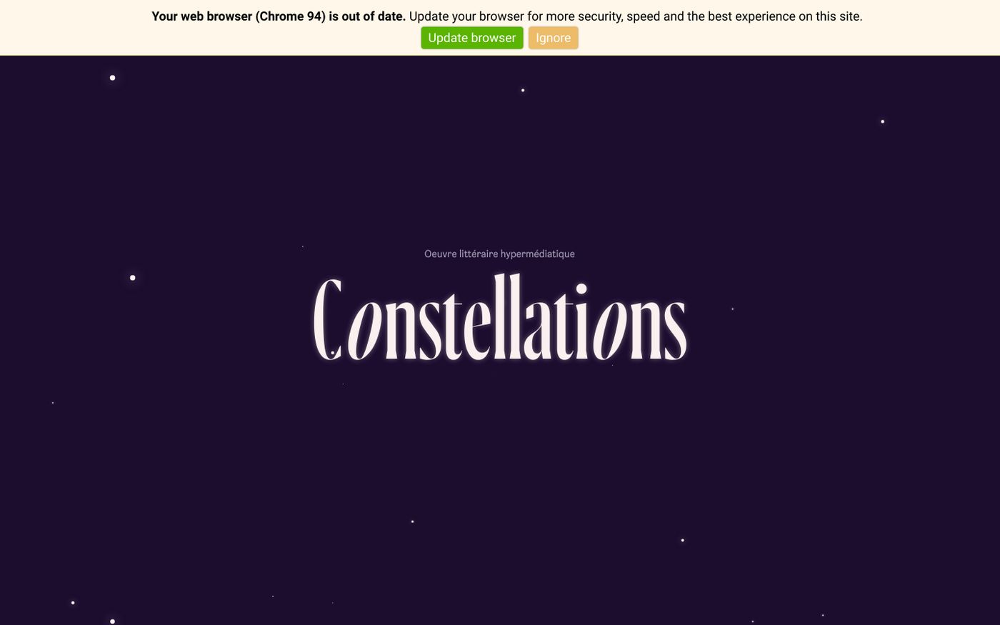 Screenshot of Constellations website