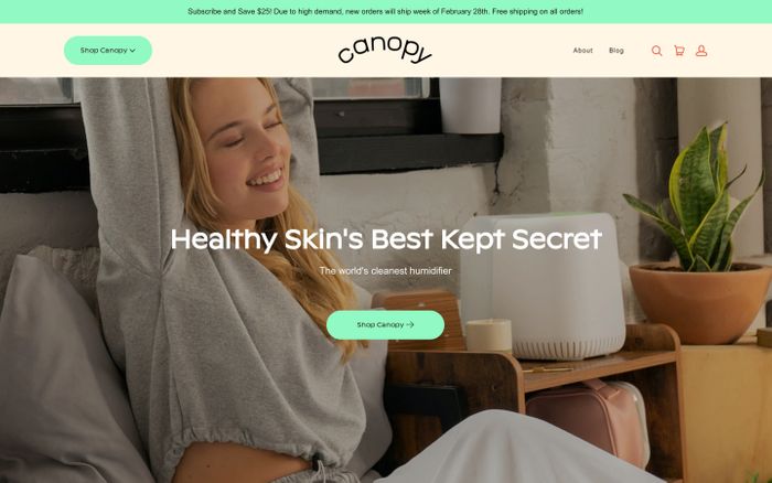Screenshot of Canopy website