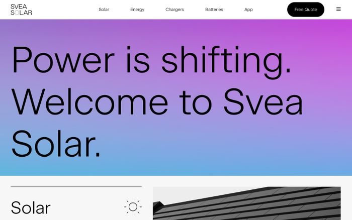 Screenshot of Svea Solar website