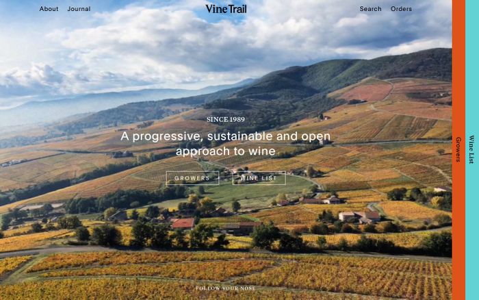 Screenshot of Vine Trail website