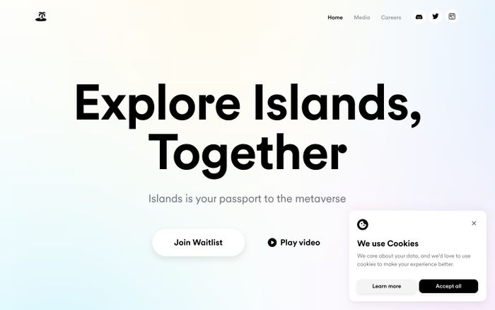 Screenshot of Islands website