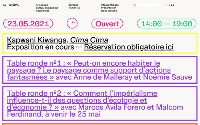 Screenshot of Le Crédac website