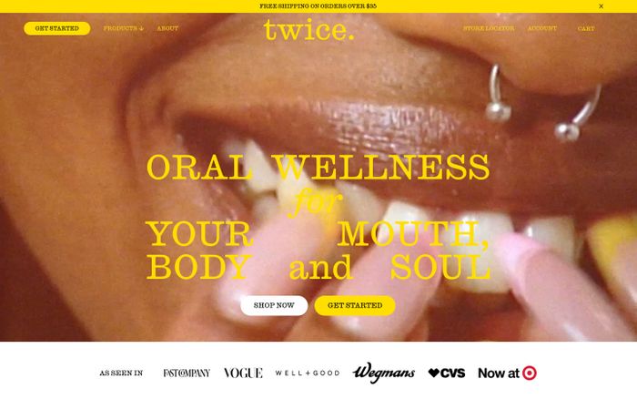 Screenshot of Twice website
