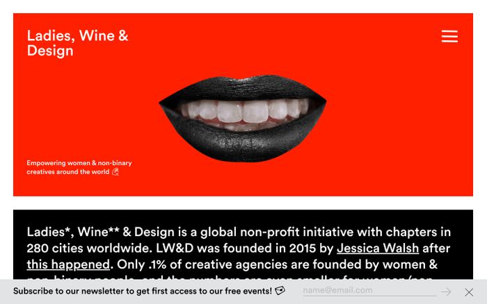 Screenshot of Ladies, Wine & Design website