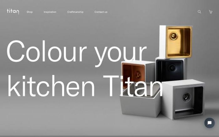 Screenshot of Titan sinkware website