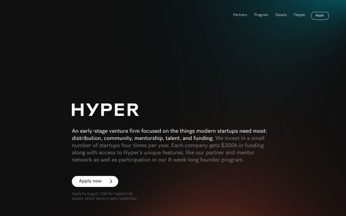 Screenshot of Hyper website