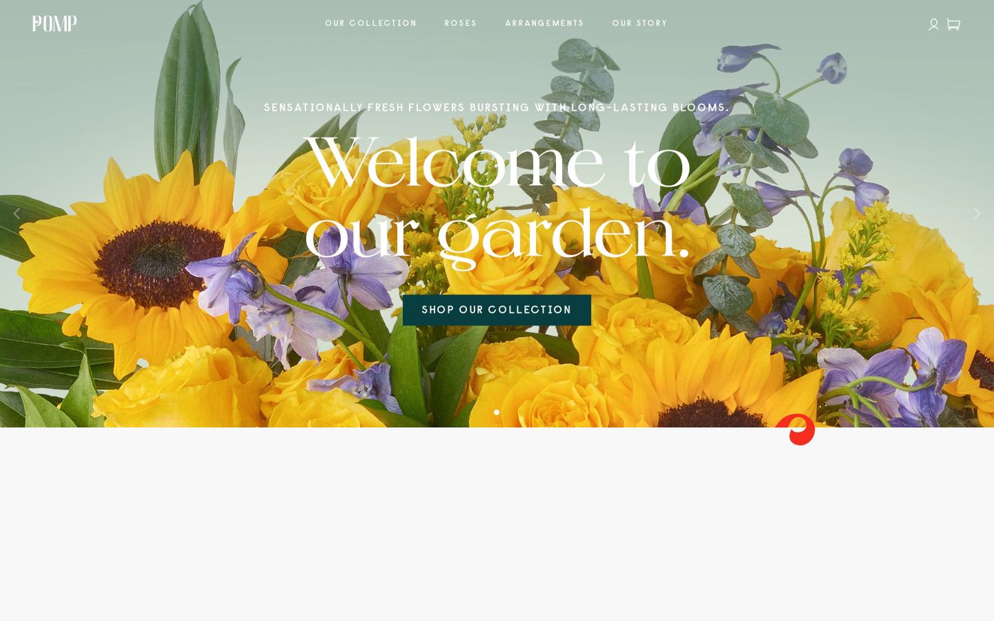 Screenshot of Pomp flowers website