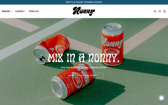 Screenshot of Nonny beer website