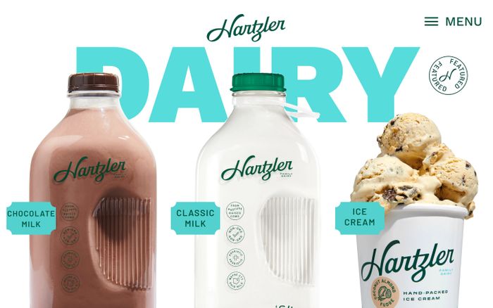 Screenshot of Hartzler dairy website