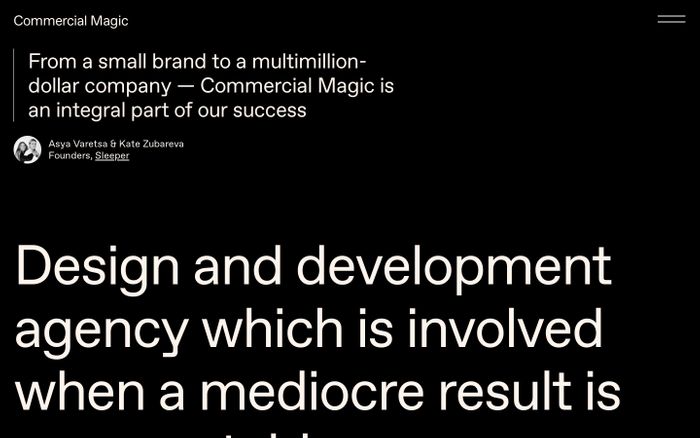 Screenshot of Commercial Magic website