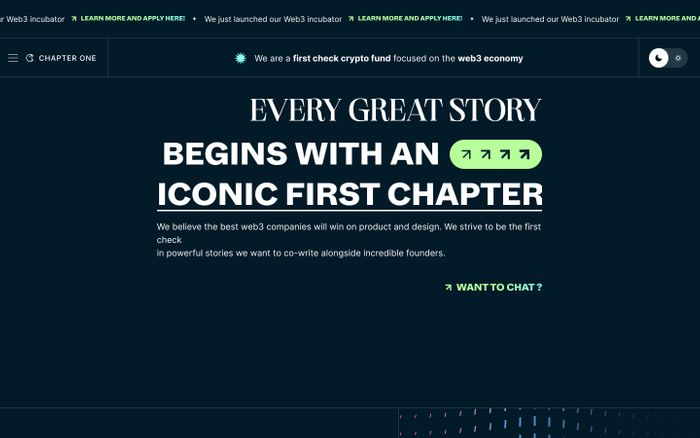 Screenshot of Chapter one website