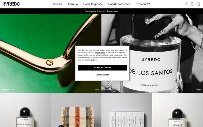 Screenshot of Byredo website