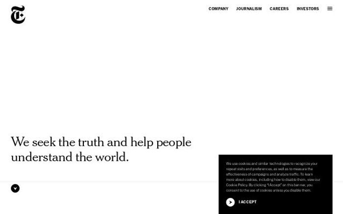 Screenshot of The New York Times company website