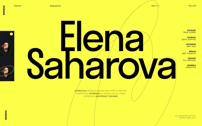 Screenshot of Elena Saharova ✌? website