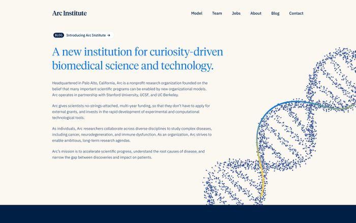 Screenshot of Arc Institute website