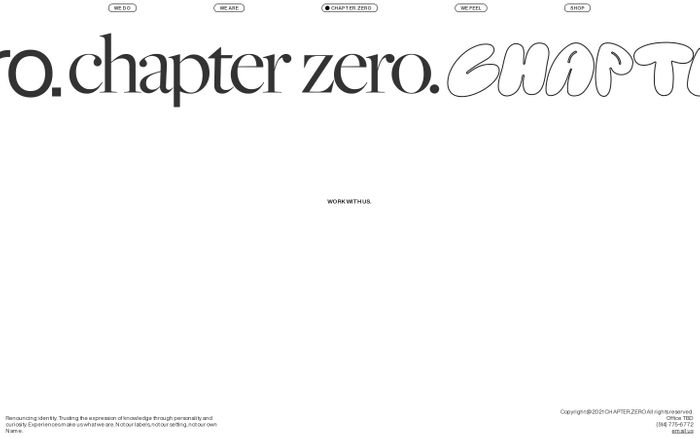 Screenshot of Chapter.Zero website
