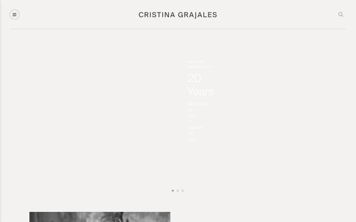 Screenshot of Cristina Grajales gallery website