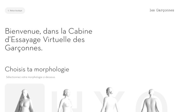 Screenshot of Cabine d'essayage virtuelle des Garçonnes website