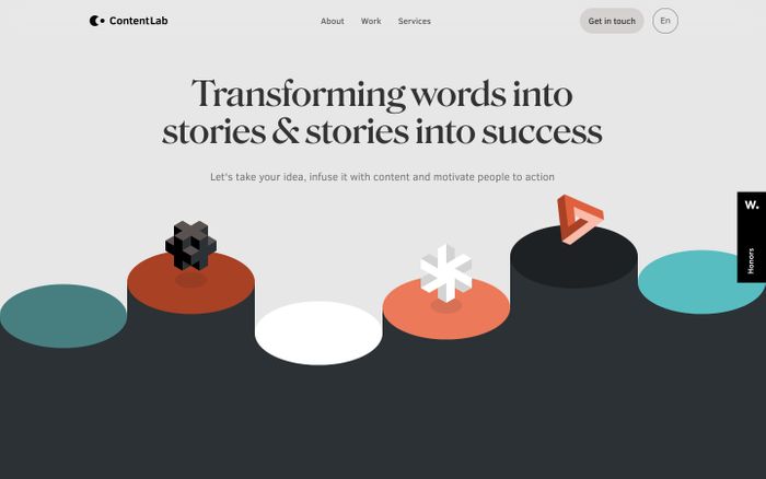 Inspirational website using Clear Sans, Roslindale and Rubik font