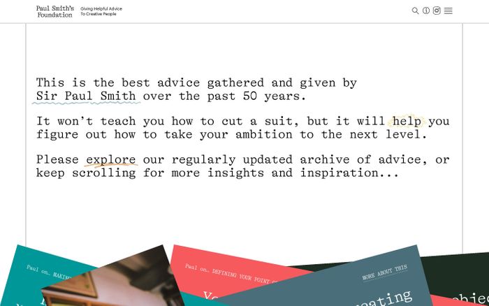Screenshot of Paul Smith's Foundation website