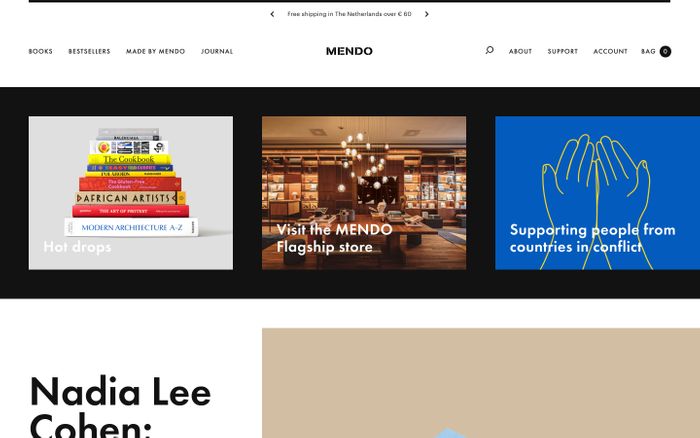Screenshot of Mendo website