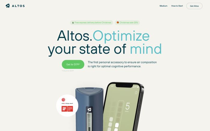 Screenshot of Get Altos website