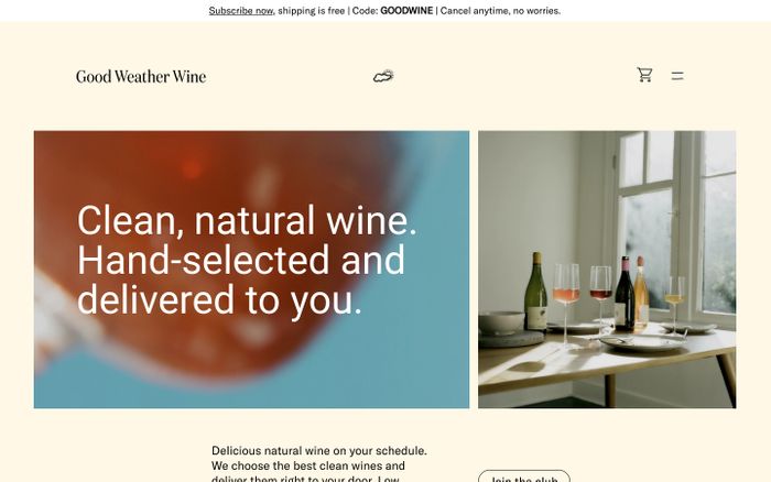 Screenshot of Good Weather Wine website