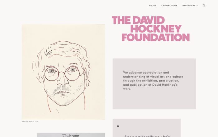 Screenshot of The David Hockney Foundation website