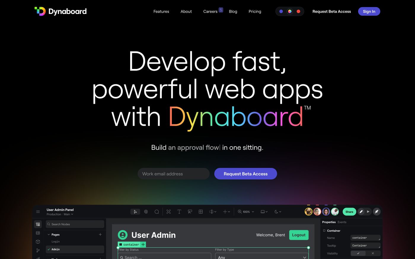 Screenshot of Dynaboard website