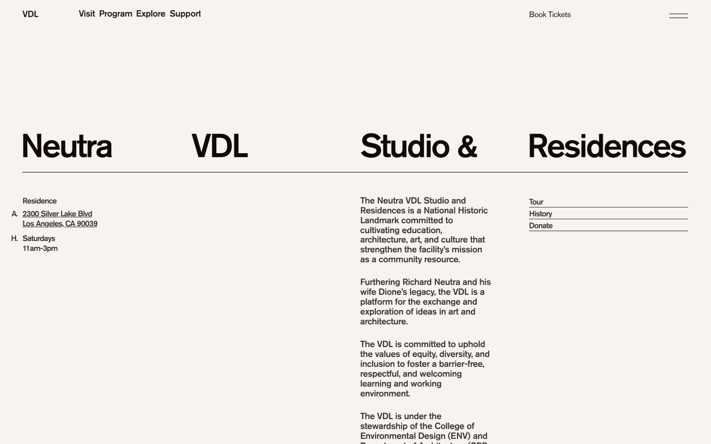 Screenshot of Neutra VDL website