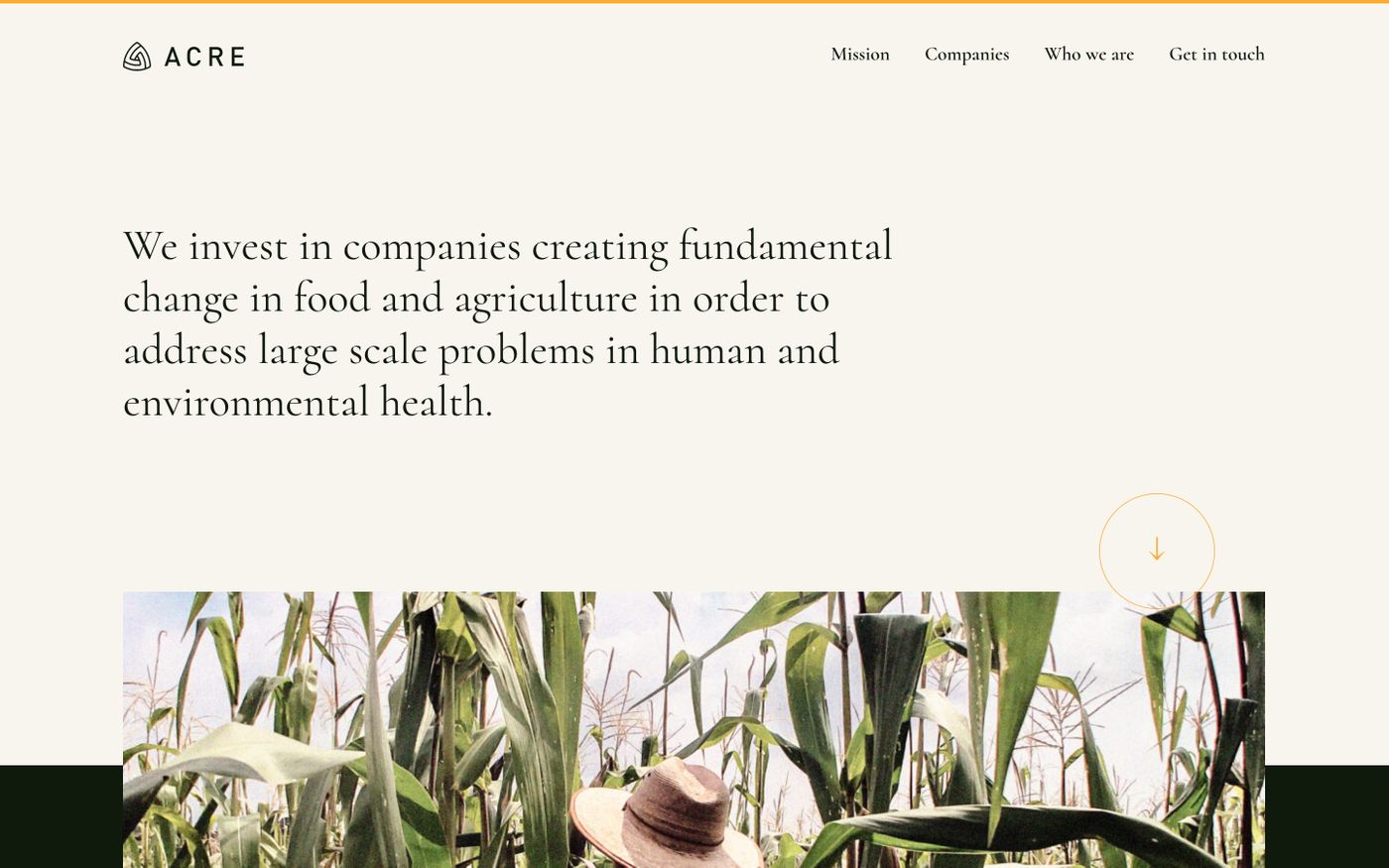Screenshot of Acre Venture Partners website
