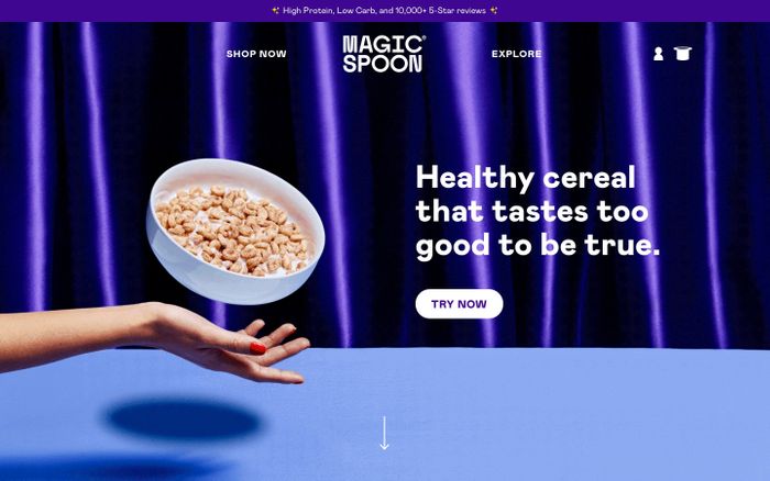 Screenshot of Magic Spoon website