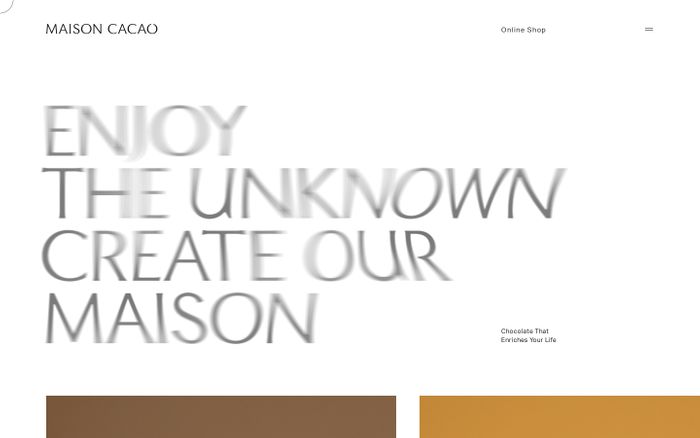 Screenshot of MAISON CACAO公式ブランドサイト website