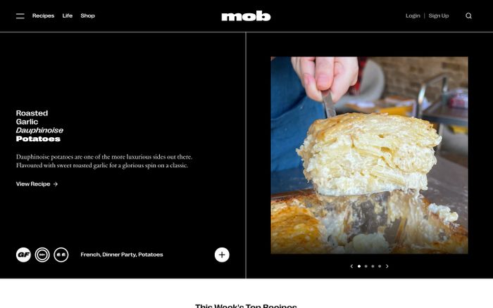Screenshot of Mob website