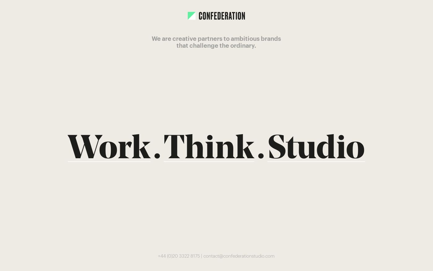 Screenshot of Confederation Studio website