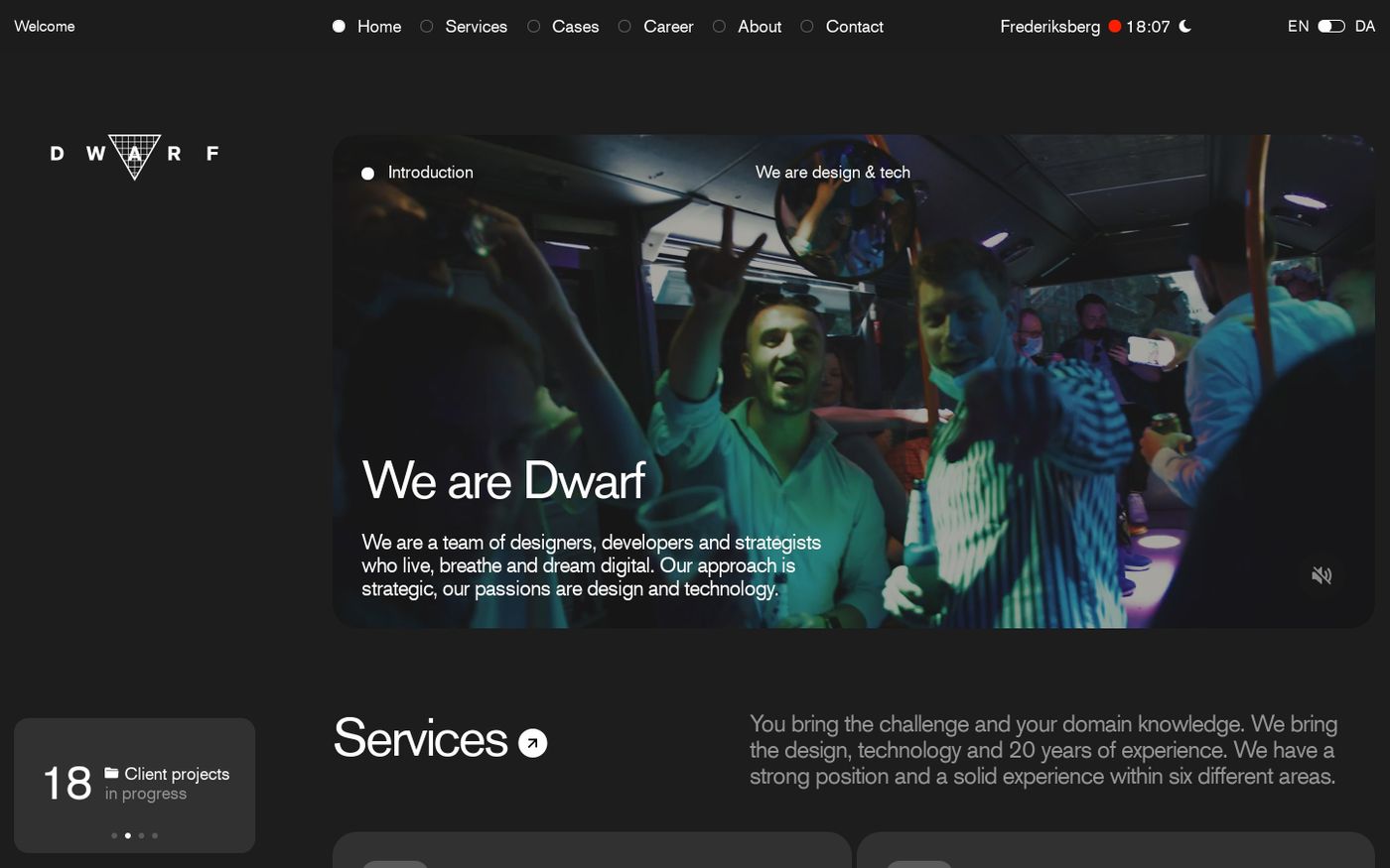 Screenshot of Dwarf website