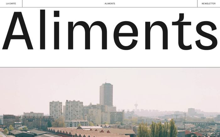 Screenshot of Aliments website
