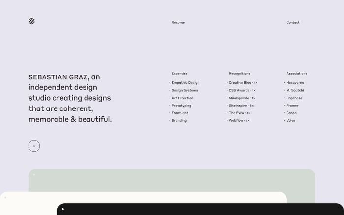 Screenshot of Sebastian Graz website