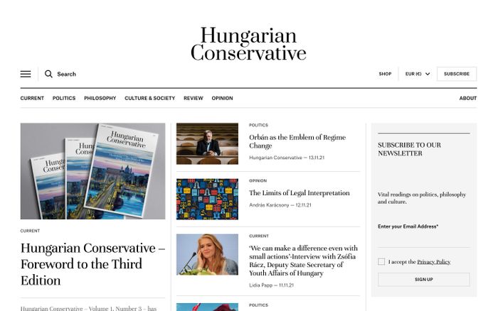Screenshot of Hungarian Conservative website