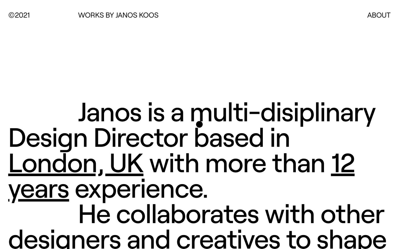 Screenshot of Janos Koos website