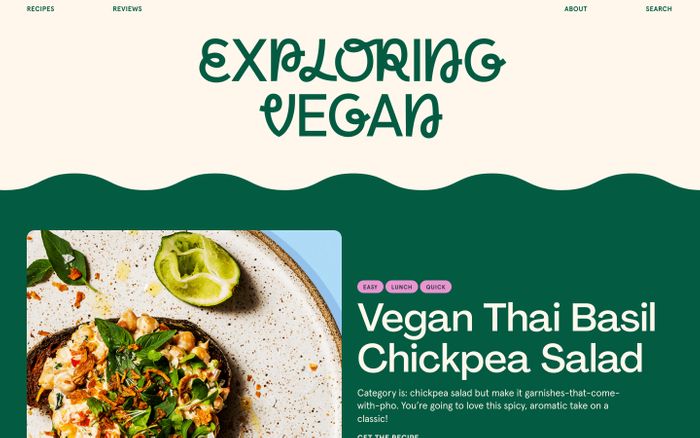 Screenshot of Exploring Vegan website