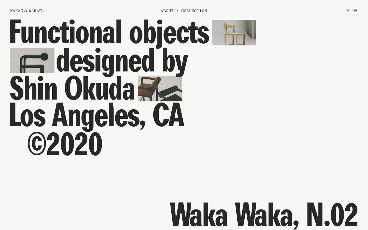 Screenshot of Waka Waka, Collection N.02 website