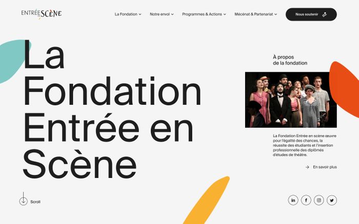 Screenshot of La Fondation Entrée en Scène website
