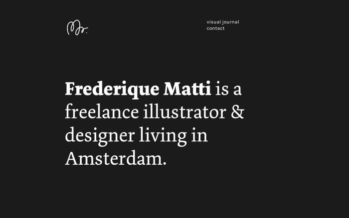 Screenshot of Frederique Matti Illustrator & designer website