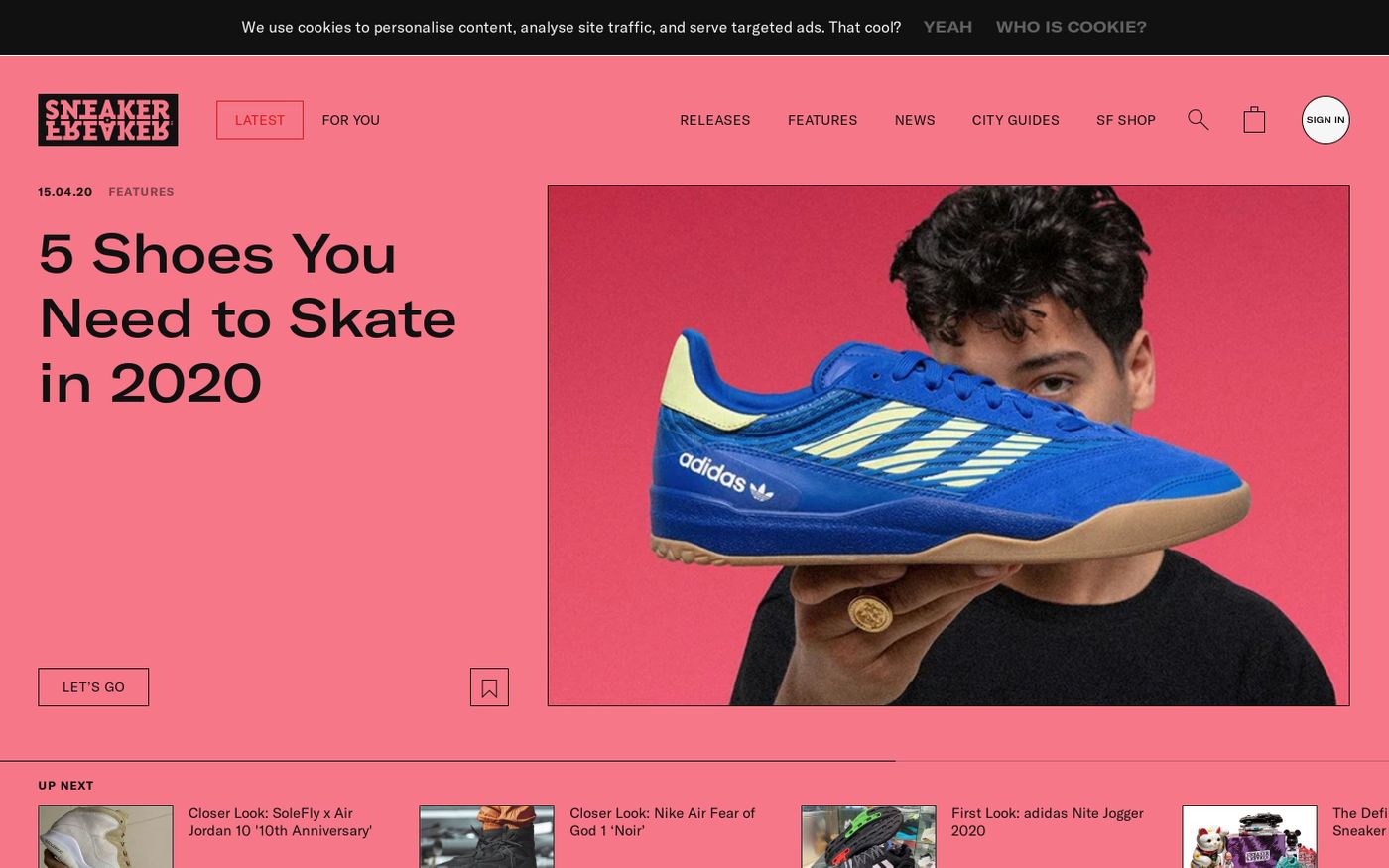 Screenshot of Sneaker Freaker website